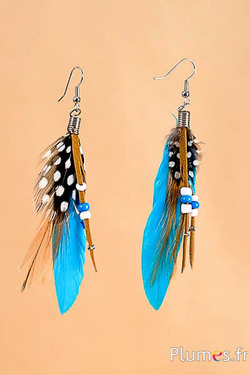 Boucles d'oreilles oie lame - longueur 10 cm - turquoise